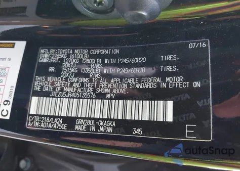 2016 Toyota 4Runner Limited из США, поврежденный, VIN JTEZU5JR4G5135576